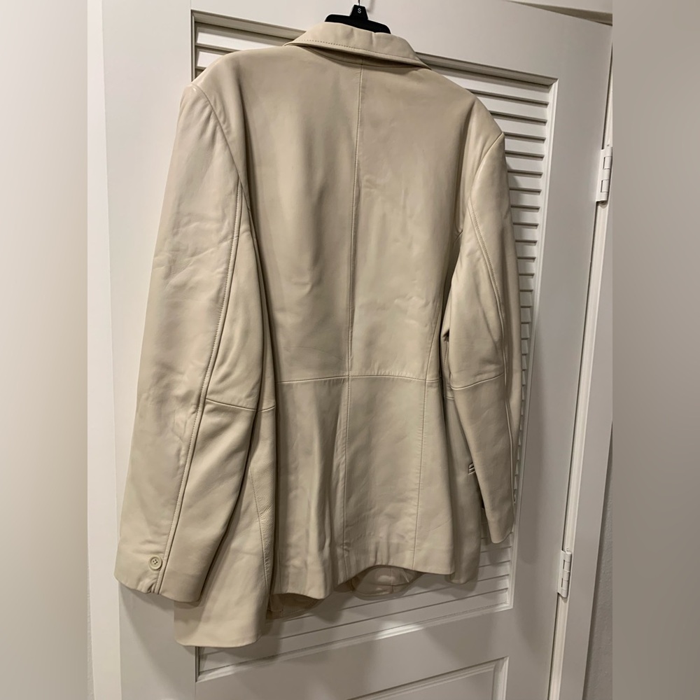 Nordstrom Womens Lamb Skin Leather Cream Everyday Blazer 🌴 - Picture 2 of 16